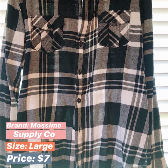 Flannel, Black and White, Size Large - Picture 1 of 4